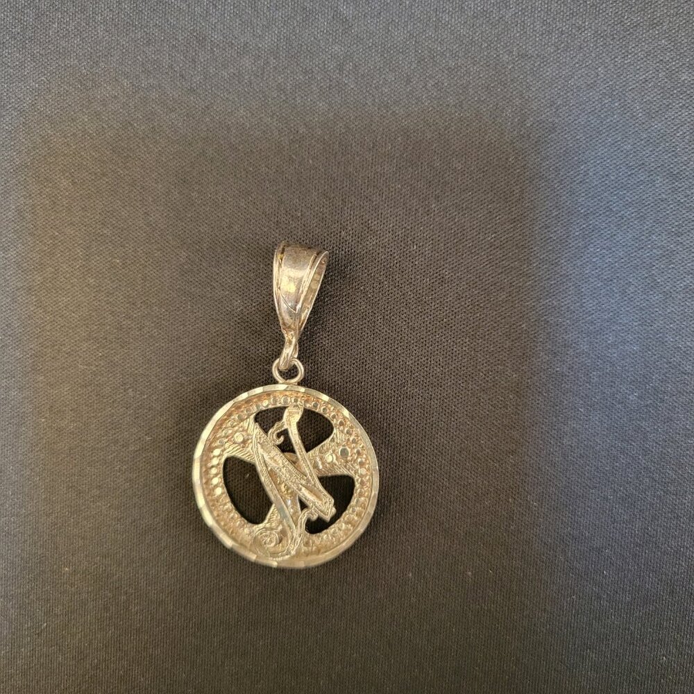 Solid Sterling Silver Spinning Rims Wheel Pendant Letter N Hallmarked 6g